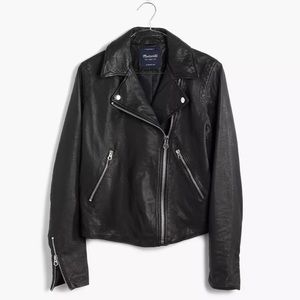 Madewell Washed Black Leather Motorcycle Jacket